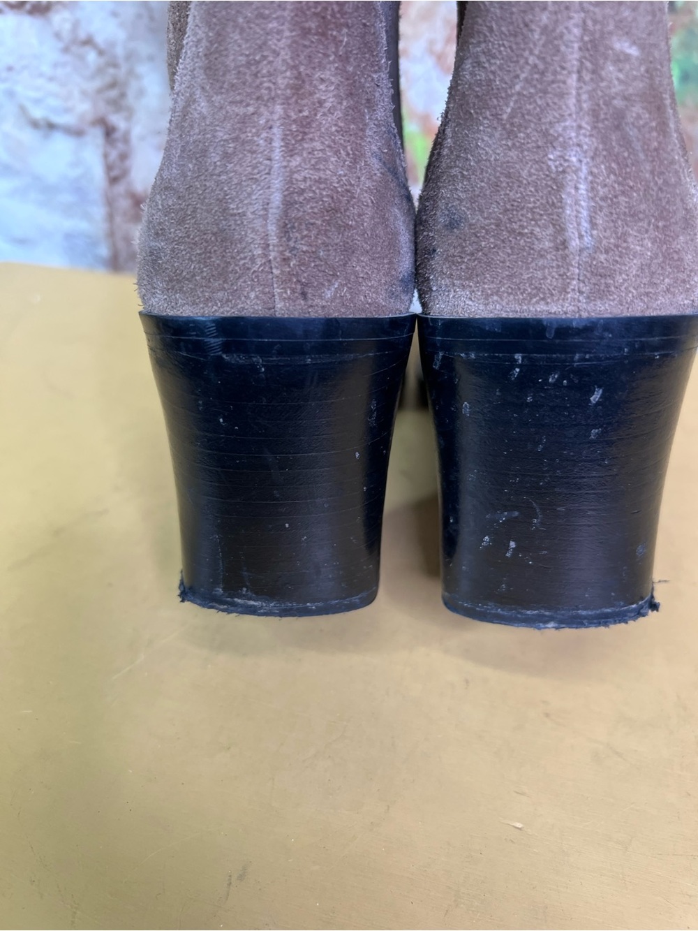 ZARA Coastal Cowgirl Western Bohohemian Taupe Suede Block Heel Boots, 38 - Picture 12 of 15
